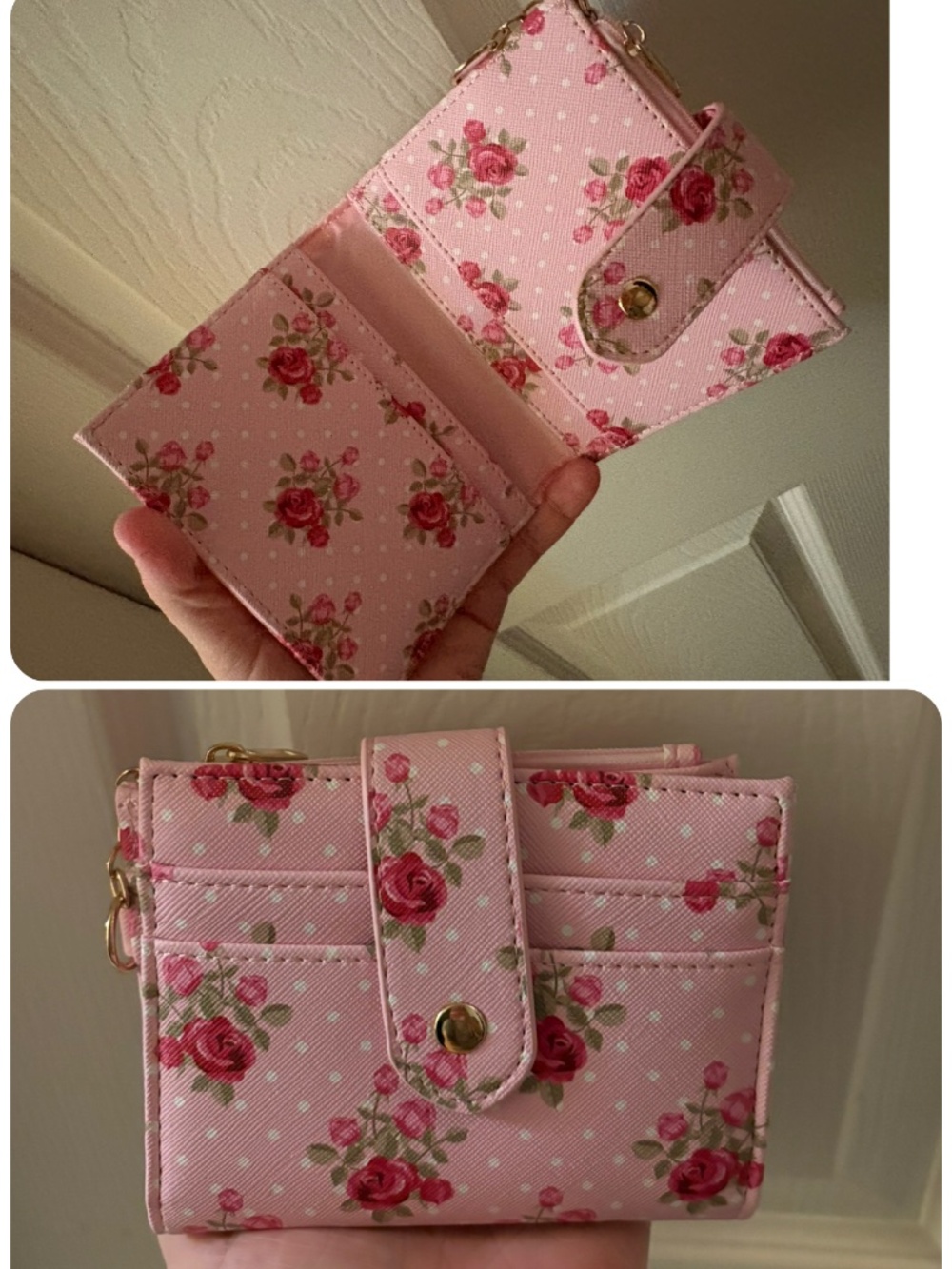 Pink rose girly wallet cardholder